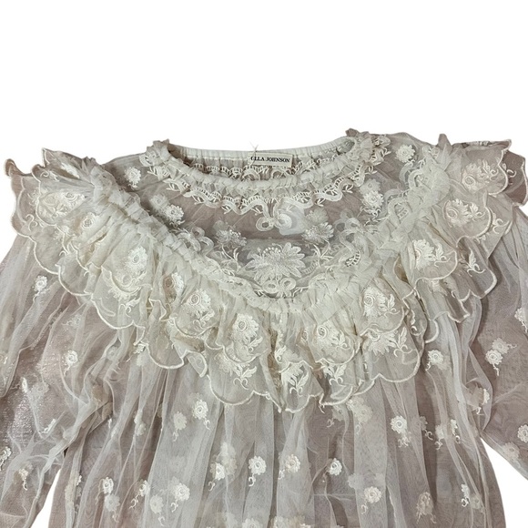 Ulla Johnson Ivory Lace Long Sleeve Lucien Sheer Top Size 4 - Picture 4 of 6